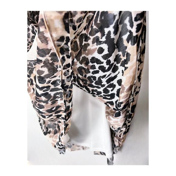 London Times Womens Black Ivory Leopard Cold Shoulder Midi Dress Plus Sz 2X New - Picture 6 of 8